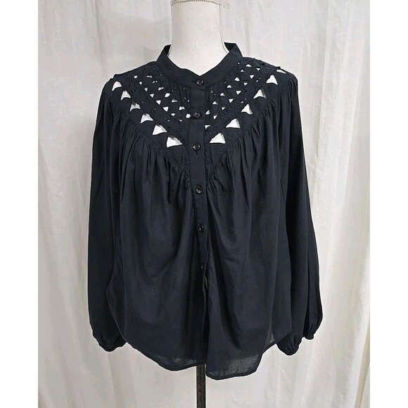 MOTHER The V Yoke Shirt Button Down Shirt Black Women’s Size S - Picture 2 of 9